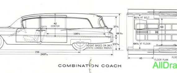 Cadillac Superior Funeral Car Line-Up (1963) - drawings (drawings) of the car